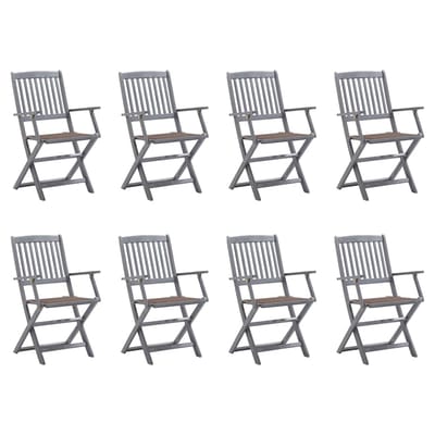 vidaXL - Inklapbare - stoelen - 8 - st - met - kussens - massief - acaciahout