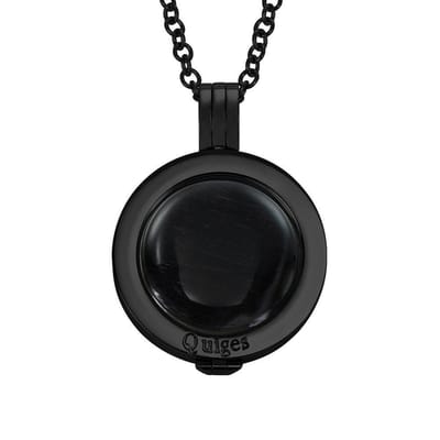Quiges - RVS 25mm Munthouder Zwart met Ketting en Munt - EPRHZ2449