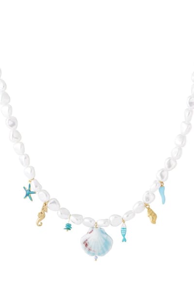 Kunstmatige parel kralen ketting Blauw