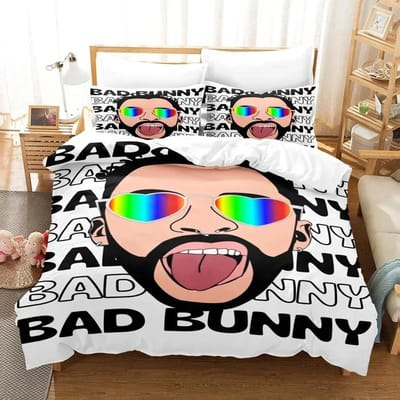 3D Print Bad Bunny Un Verano Sin Ti Dekbedovertrek Set Mode Canvas Schilderij Beddengoed Set Queen Dekbedovertrek Sets EU Single(135*200cm)3pcs