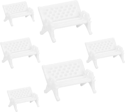 Miniatuur Bankjes - Tuinmeubels Decoratie - Miniatuur Tuin - Realistische Modellering - 6 Stuks - Wit