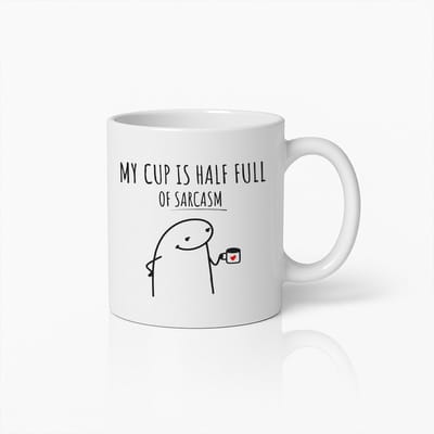 Grappige Sarcasme Mok 330ml – "Mijn Beker Is Halfvol Met Sarcasme" Koffiebeker – Humoristisch Cadeau voor Vrienden & Collega’s