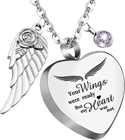 Luxe Ashanger - met Ketting - Voor As, Haren of Parfum - Assieraad - As Ketting - Gedenksieraad - Urn - Incl. As vuller en Opbergzakje - Forever Wings