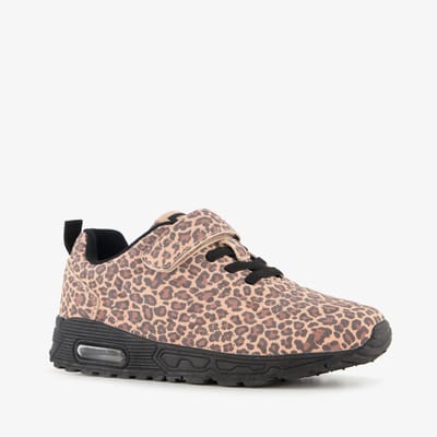 Blue Box meisjes sneakers met airzool en panterprint bruin - Maat 30