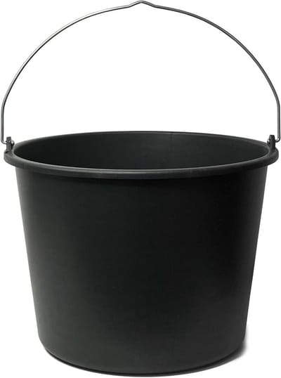 Bouwemmer Kunststof - Mortel Cementemmer - Bouw Tuin Werk - Versterkte Stabiele Bodem - 20 Liter Capaciteit - Zwart