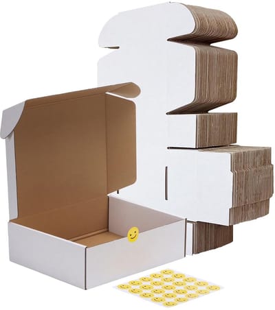 25x Set Witte Verzenddozen Golfkarton 25.4x20.3x7.6 CM voor Verzending en Opslag