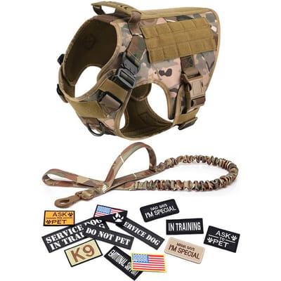 Militair Groot Hondentuig Halsband Riem Tassen Patches Set Huisdier Mechelse Herder Trainingsvesten Tactische Hondentuigen Accessoires S