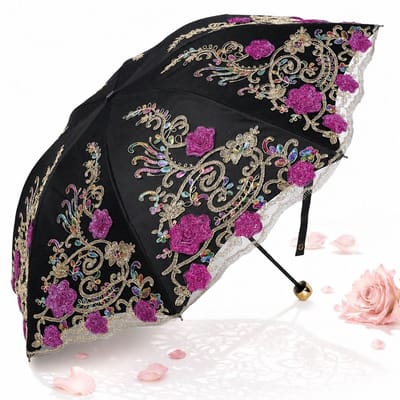 VHV - Paraplu - Kanten damesparaplu - Opvouwbare UV parasol - Vintage regenparaplu - Voor reizen ceremonie en dagelijks gebruik