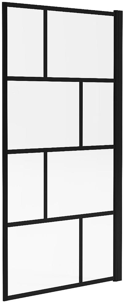 Vente-unique Draaibaar badscherm met industriële stijl - 80 x 140 cm - Mat zwart - Glas - RIVANON L 80 cm x H 140 cm x D 0.5 cm