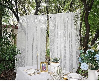 Gordijnen met Geborduurde Bloemen - Set van 2 Transparante Vitrages voor Woonkamer en Slaapkamer