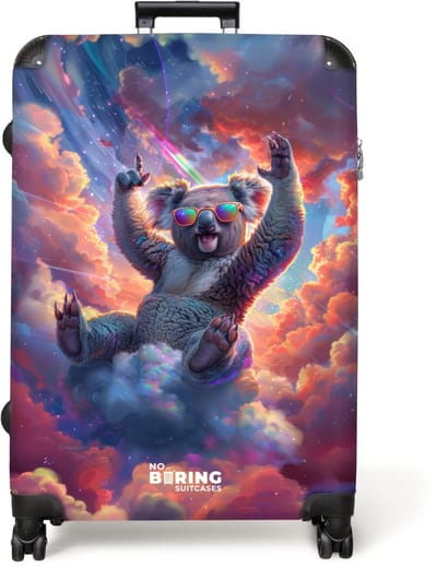 NoBoringSuitcases.com® - Koffer groot - Reiskoffer lichtgewicht - Ontspannen koala tussen de wolken - Rolkoffer met 4 wielen - Grote trolley XL - 98 liter bagage