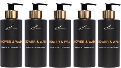 Shower & Wash Orange & Cedarwood 300 ml - gouden pomp - 5 stuks