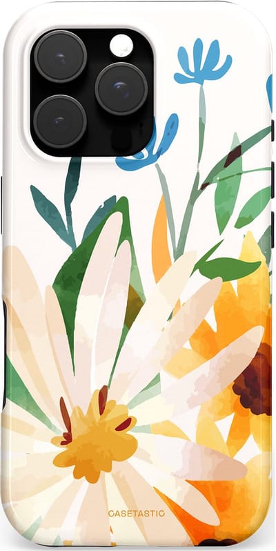 Casetastic hoesje geschikt voor Apple iPhone 16 Pro - MagSafe - Dubbellaagse bescherming - Veld vol zon - Fashion Case - Wit Crème Goud