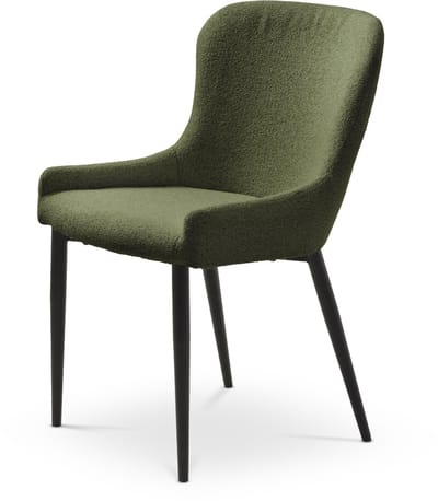 Olivine Brigitta Eetkamerstoel Groen - Bouclé - Stof - Zwart Metalen Poten - Comfortabel - Scandinavisch - Landelijk