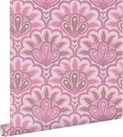 ESTAhome behang oosters barok motief paars en roze - 50 x 900 cm - 131038