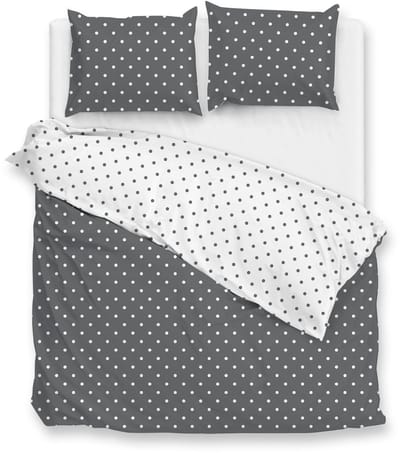 Zohome Dekbedovertrek Punta Di Cotone - Grijs - Tweepersoons - Dekbedhoes van 100% Katoen - Punten - 200x220 + 2 slopen 60/70 cm
