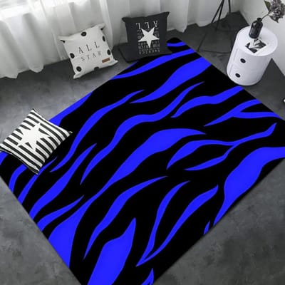 Tapis de sol zébré imprimé noir et blanc style INS doux pour chambre à coucher, sol de maison, buanderie, antidérapant, tapis de chevet 40x60cm
