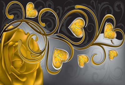 Fotobehang Rose Hearts Abstract | XL - 208cm x 146cm | 130g/m2 Vlies