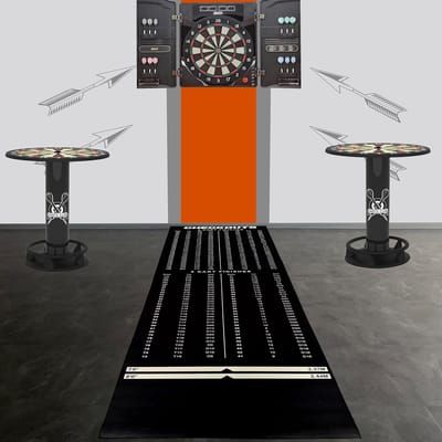 Dartmat - Vloerbeschermer - Darten - Geïntegreerde Werplijnen - 100x285 cm - Zwart Wit Grijs