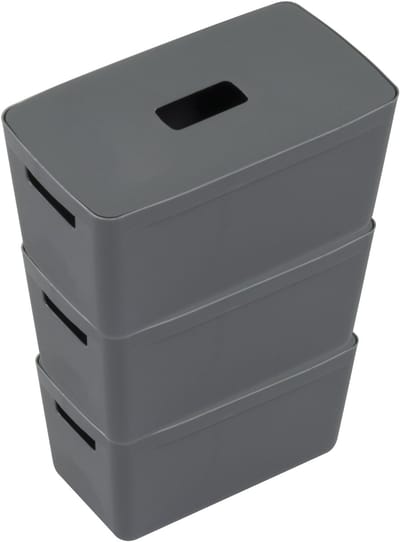 Kangaro opbergboxen - inhoud 8 liter - antractiet - set 3 stuks inclusief deksels