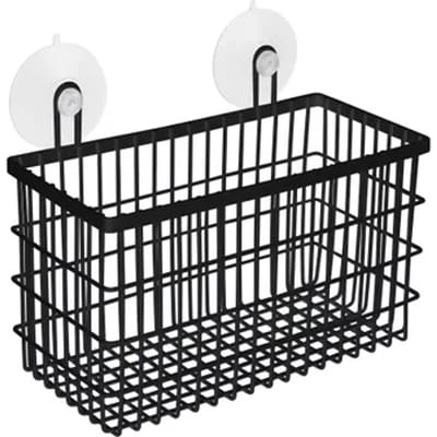 Aquavive Doucherek - Met Zuignappen - Rechthoek - Metaal - Zwart - 25x25x10cm