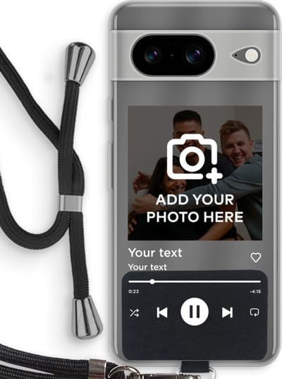 Gepersonaliseerd - Case Company® - Hoesje met koord geschikt voor Google Pixel 8 hoesje met Koord - Music Player - Telefoonhoesje met Zwart Koord - Bescherming aan alle Kanten en Over de Schermrand