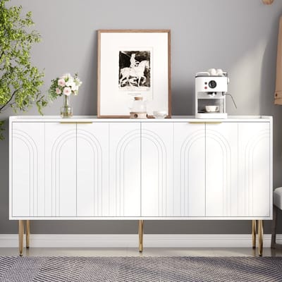 REDOM - Dressoir - 4 Deuren - Verstelbare Planken - Modern - Voor Woonkamer - MDF - Wit - 140 x 38 x 75 cm