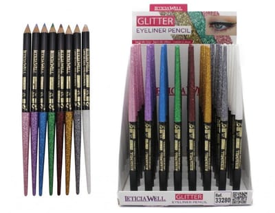 Leticia Well - 8 Glitter Oogschaduw Eyeliner Potloden - Roze/Lila/Blauw/Groen/Rood/Goud/Zilver/Wit - Set met 8 stuks