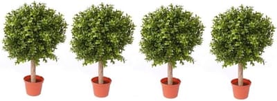 4x bellatio flowers and plants buxus bol - kunstplant op stam - h34 x d25 cm - uv-bestendig