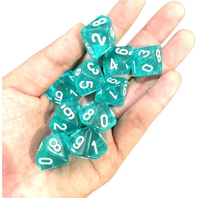 10 stuks 10-zijdige dobbelstenen D10 Polyhedrisch Helder Transparante Dobbelstenen Voor Bordspellen 0-9 Nummer 18 mm RPG Dobbelstenen Familie Dobbelstenen