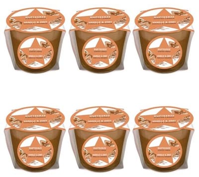 Mini geurkaarsen set van 6 - Vanille Kaneel kersteditie, luxe cadeauverpakking