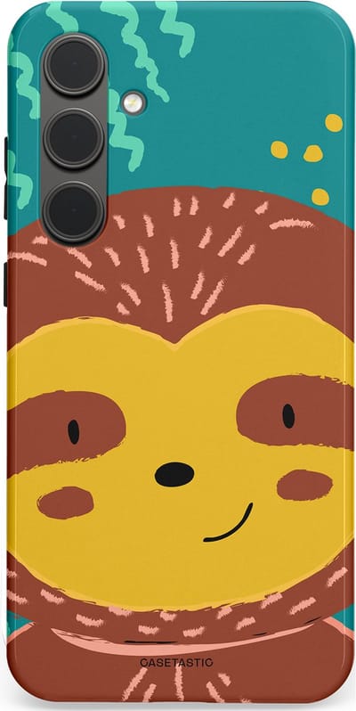 Casetastic hoesje geschikt voor Samsung Galaxy S24 Plus - Dubbellaagse bescherming - Vrolijke luiaard - Fashion Case - Terracotta Petrol Goud