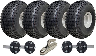 22x11.00-8 dubbelassige ATV-quad-aanhangwagenkit met noppenbanden, ALKO-assen, straatlegaal, 620 kg