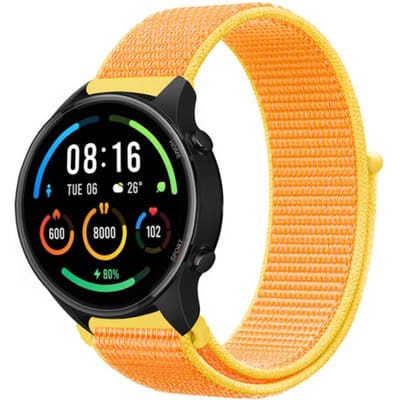 Strap-it Smartwatch bandje nylon - geschikt voor Xiaomi Watch S1 (Active/Pro) / Watch 2 Pro / Watch S3 / Mi Watch / Amazfit Balance / Bip 5 - oranje/geel