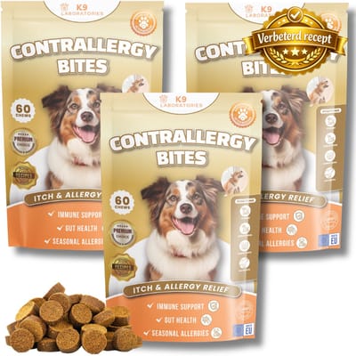 K9 Laboratories Contrallergy - Hotspot Hond - Hondensnoepjes - Gezonde Hondensnacks - Anti Jeuk Hond - Honden supplement - Bij Allergie, Overgevoeligheid, Jeuk - 180 stuks