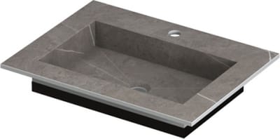 INK Post wastafel in keramische slab met envelop bodem met 1 kraangat, 60x45x1cm, armani grey mat