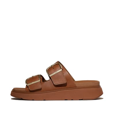 FitFlop FitFlop Gen-FF Buckle Two-Bar Leather Slides BRUIN - Maat 36