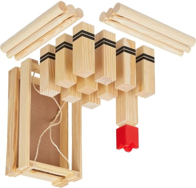 Lexium Kubb - Zweeds werpspel voor buiten - Houten buitenspel voor gezin en vrienden - Tuinspel voor jong en oud - Werpspel voor camping, strand en park - Complete set met koningsstuk en stokken - Educatief en sportief spel - Ideaal voor feestjes, ba