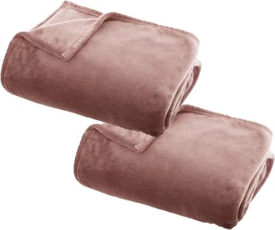 Atmosphera Plaid deken - 2x - oudroze - polyester - 125 x 150 cm - Bed/bankdeken - Fleece plaid - Lekker warm