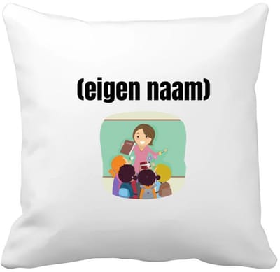 Akyol - juf met kinderen met eigen naam Kussen hoes - Juf - leraressen - collega's - verjaardag - afscheidscadeau - geschenk - kado - 40 bij 40 cm