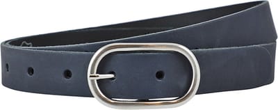 Landley Leren Dames Riem met Ovale Gesp - Echt Leer - Blauw - Lengte totaal 100 cm / Riemmaat 85