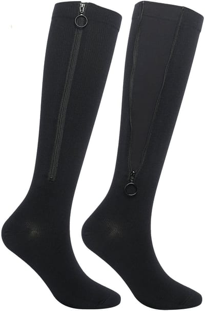 Compressiekousen met Rits Maat L/XL - Steunkousen - Compressie sokken - Zwart
