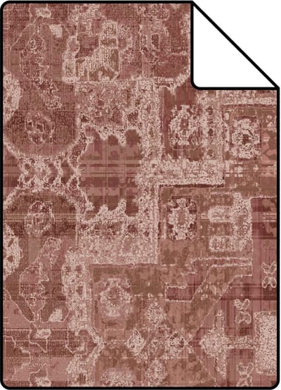Proefstaal ESTAhome behang oosters kelim tapijt donker terracotta roze - 26.5 x 21 cm - 131364-S