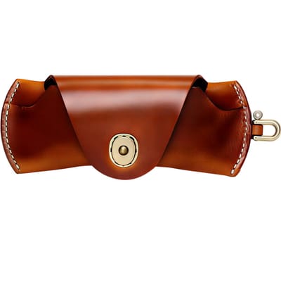 Unisex Retro Brillenhoes van PU Leer met Koord - Hangende Zonnebril Case - Handgemaakte Bril Opbergzak voor Dagelijks Gebruik - Bruin