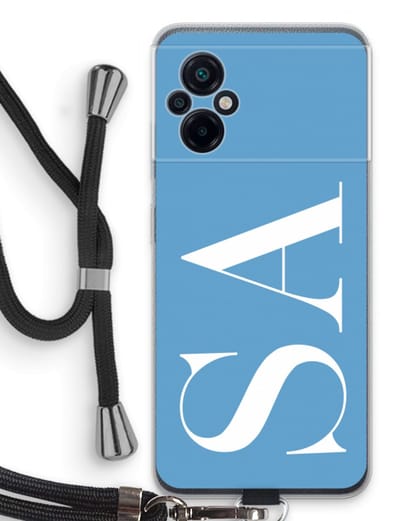 Gepersonaliseerd - Case Company® - Hoesje met koord geschikt voor Xiaomi Poco M5 hoesje met Koord - Monogram N°2 - Telefoonhoesje met Zwart Koord - Bescherming aan alle Kanten en Over de Schermrand
