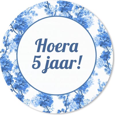 Muismat rond 20x20 cm - Mousepad Jubileum - 5 Jaar - Bloem - Ronde muismatten