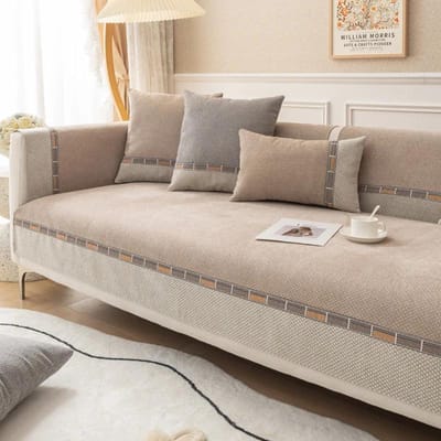 Housse de canapé nordique en chenille pour salon, serviette de canapé antidérapante, housses de canapé 4 saisons, tapis de canapé d'angle en forme de L, coussin de siège pour la maison 70x70cm 1pc A gray