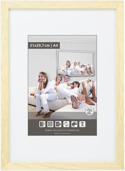 Wissellijst 20x28cm M100 Onvernist blank hout (p. stuk)