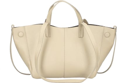 Beige Leren Bag in Bag Handtas - Chique Leren Handtassen - Kort & Lang Hengsel - Vergroot Of Verklein de Tas - Beige