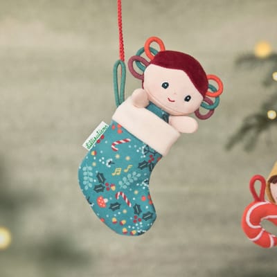 Lilliputiens Joy kerstelfje knuffel pop - zacht speelgoed voor kinderen.